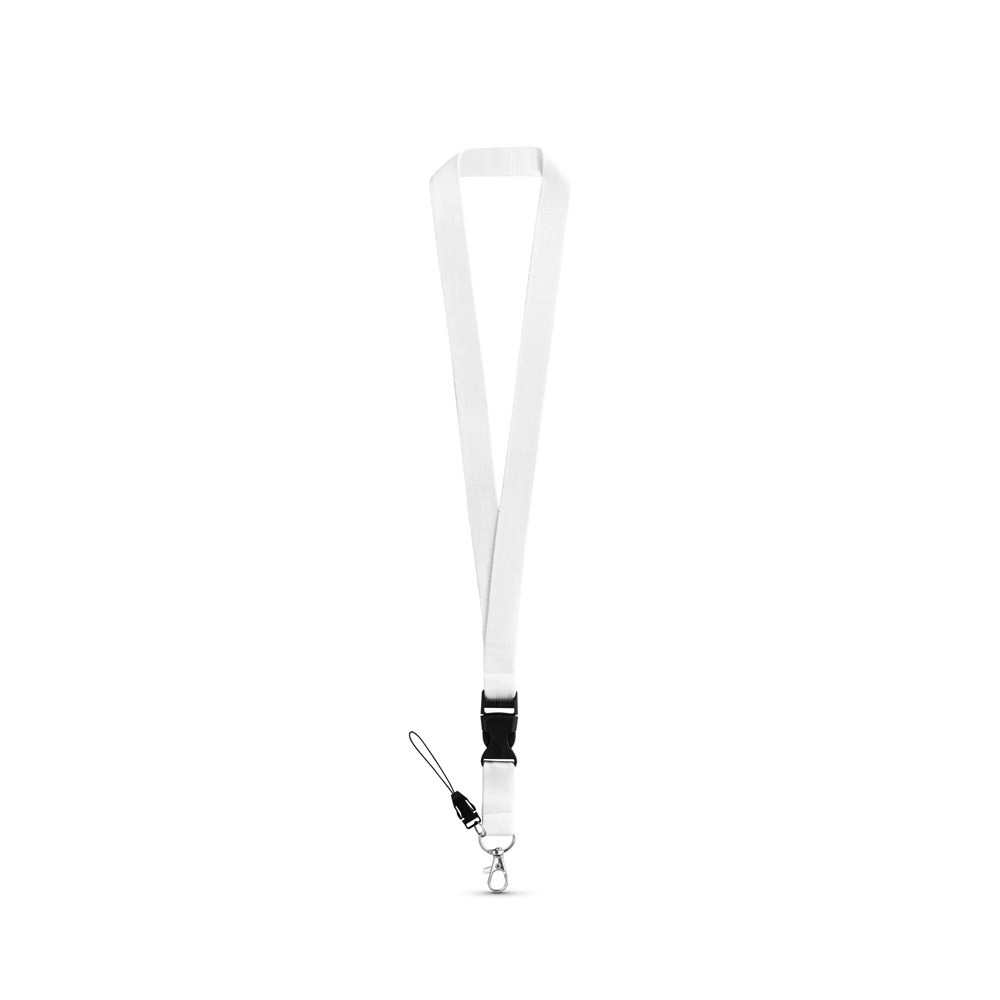 ANQUETIL. Polyester lanyard with metal carabiner - White