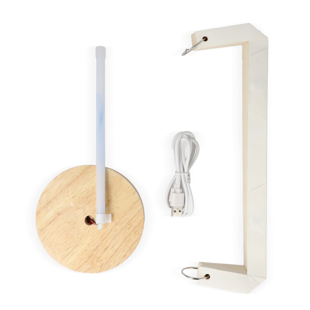 Coollux foldable paper LED lamp Eos on wooden base, 25 cm (letterbox size)