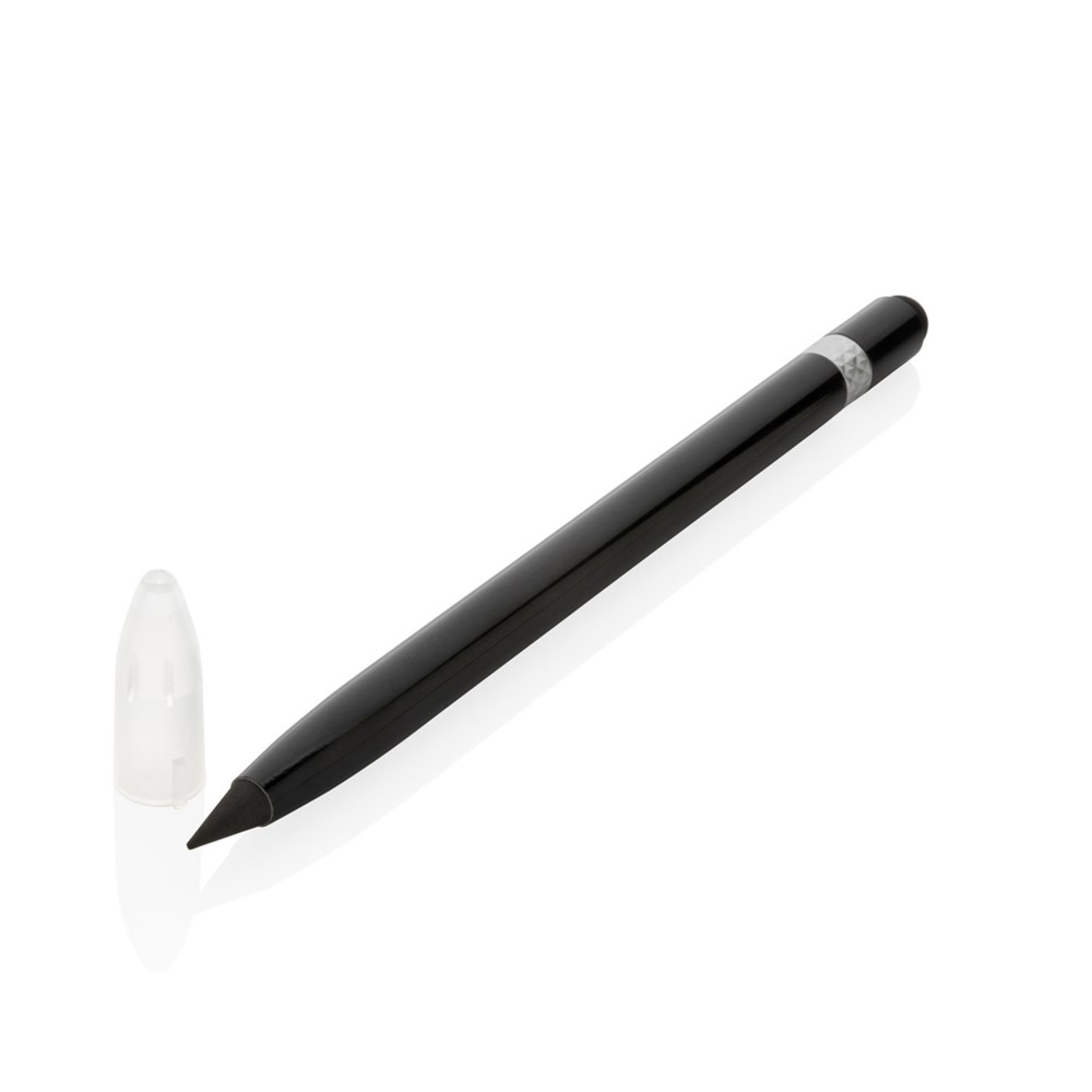 Aluminium inkless pen with eraser - black (± PMS Black)
