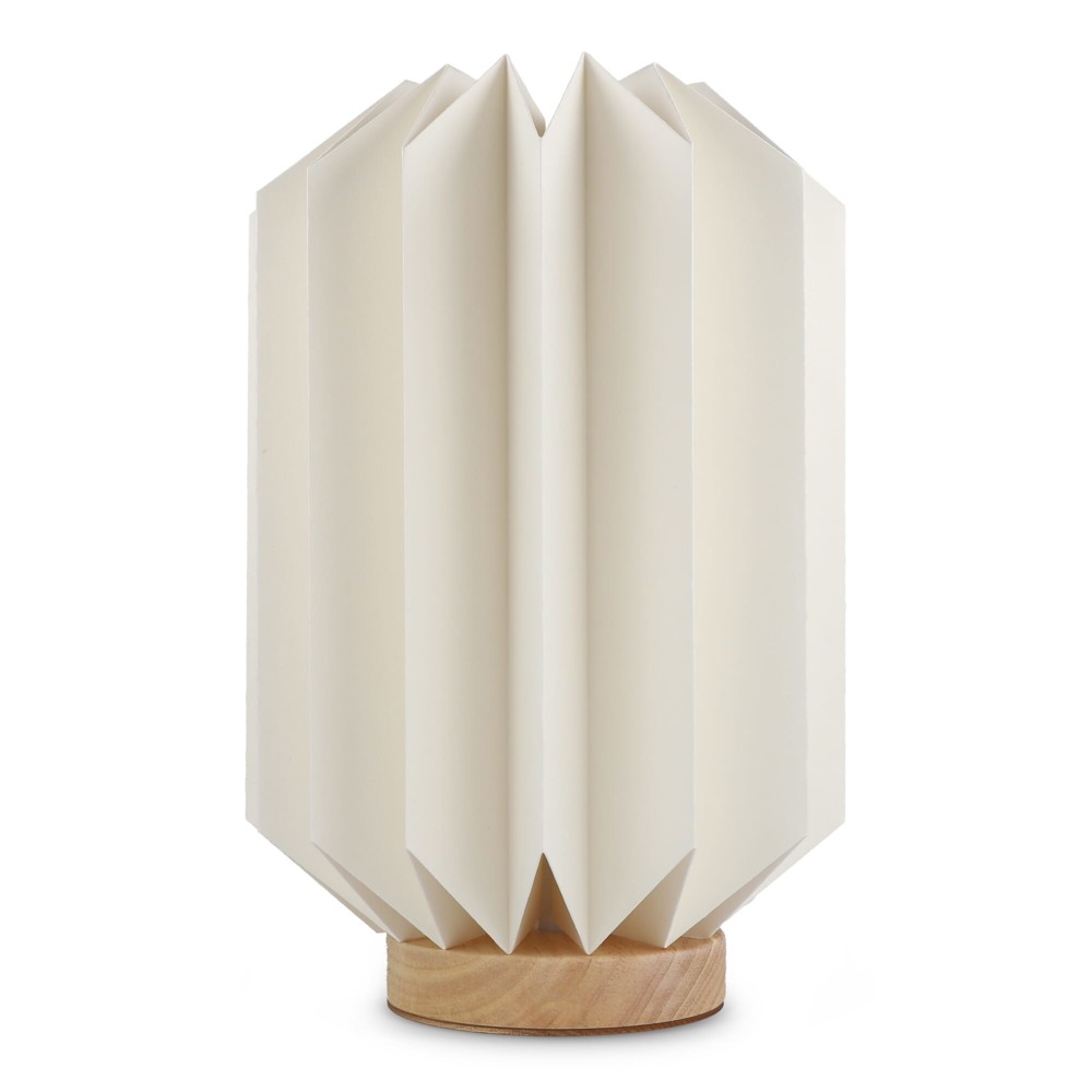 Coollux foldable paper LED lamp Eos on wooden base, 25 cm (letterbox size)