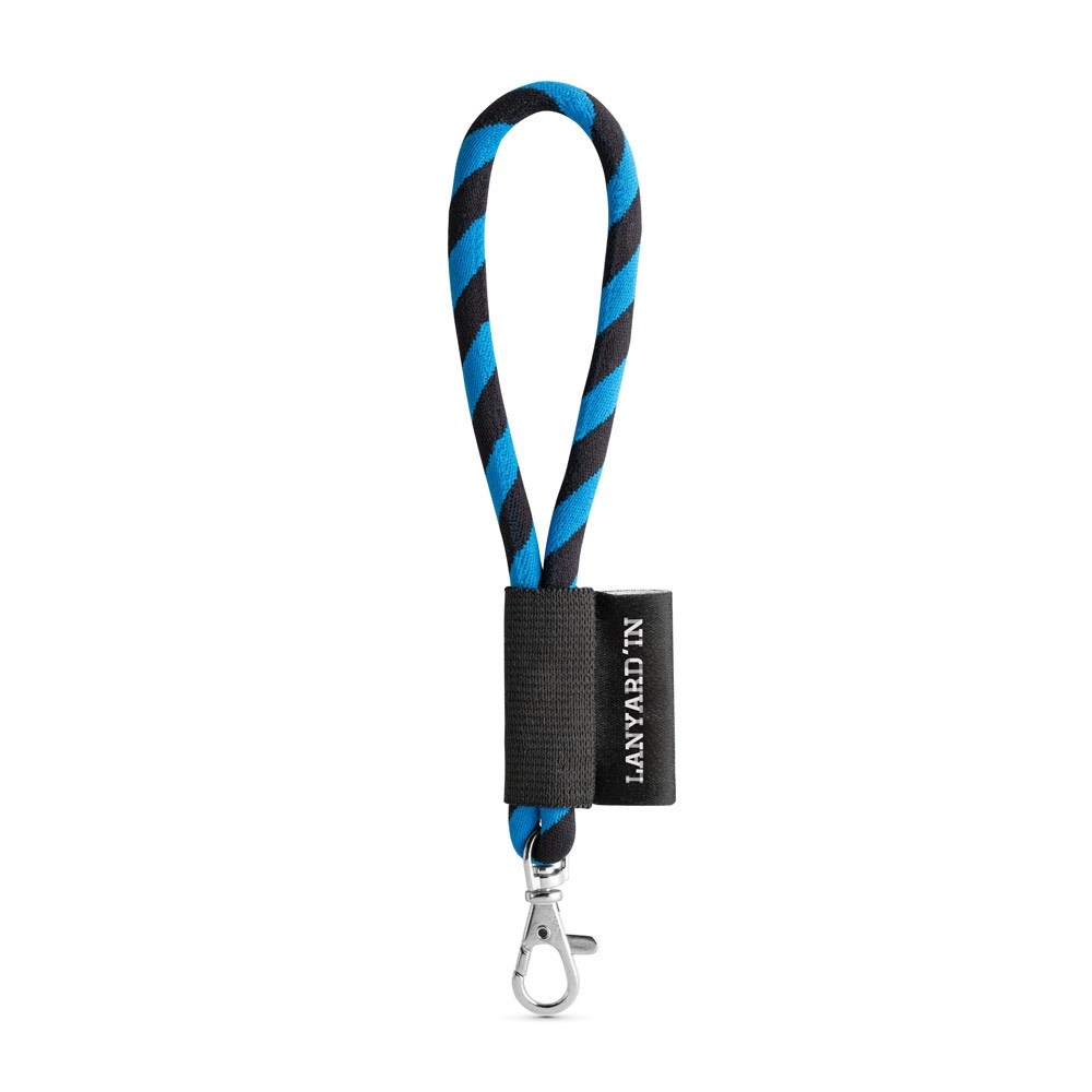 75090. SET Lanyard TUBE Short (Ø 7 mm) with Hook Trigger Snap 9 mm - black, royal blue